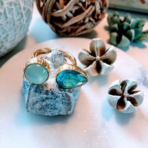 Blue Topaz w/Chalcedony Gold Plated Ring